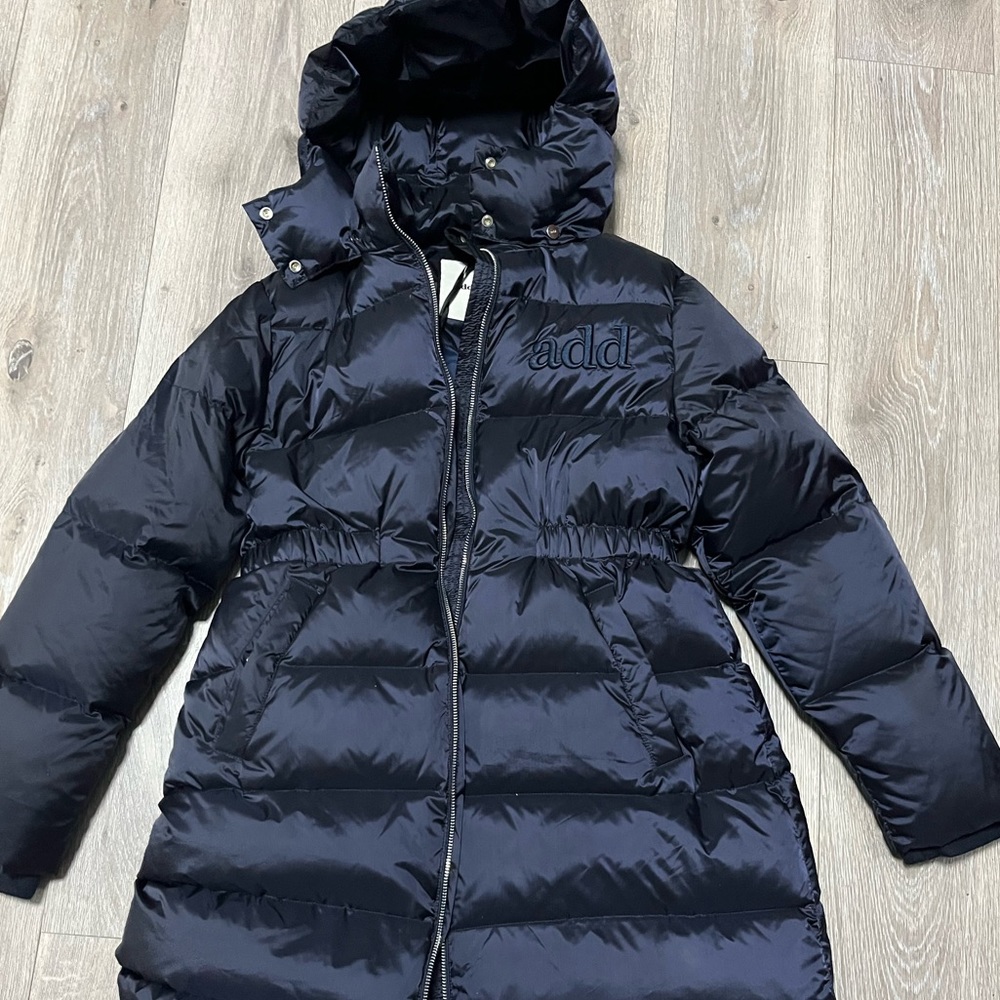 Add girls coat- navy satin